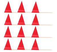 SMASOLO 100pcs Red Mini Toothpick Flags Small Triangle Food Picks for Cupcake Toppers Fruit Markers Party Decorations for Weddings Birthdays and Catering Events