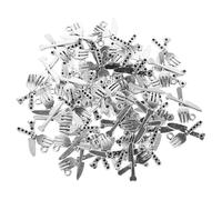 SMASOLO 100pcs Retro Alloy Miniature Cutlery Charms for DIY Jewellery Making, Small Fork and Pendants for Bracelet Necklace Accessories in Antique Silver