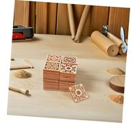 SMASOLO 100pcs Wood Chip Decoration Wood Carved Decal Carved Onlay Decoration Door Corner Onlays Blank Cutouts Squares Unfinished Projects to Paint Khaki