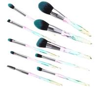SMASOLO 10pcs Cosmetic Brush Set with Synthetic Bristles Gradient Transparent Handles Foundation Concealer Eyeshadow Blending Makeup Tools for Daily and Professional Use