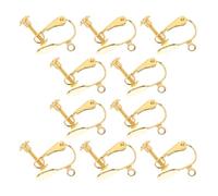 SMASOLO 10pcs Gold Tone Copper Clip-on Earring Clips Flat Head U-Shaped Screw Spring DIY Ear Studs Accessories for Non-Pierced Ears Jewelry Making Supplies