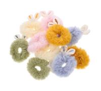 SMASOLO 10pcs Plush Rabbit Ear Hair Scrunchies for Women Soft Elastic Hair Ties Cute Ponytail Holders for Versatile Hairstyles