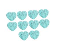 SMASOLO 10pcs Polished Love Turquoise Blocks Natural Hearts Stone Shape Decor Heart Crafts Small Turquoise Craft Indoor Adornment Desktop Ornament Green