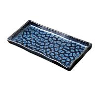 SMASOLO 12-inch Embossed Ceramic Sushi Plate Rectangular Fish Tray Pasta Serving Dish Fruit Platter for Home Restaurant Hotel Use