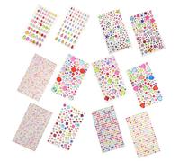 SMASOLO 12 Sheets Self Adhesive Gem Stickers for Crafts Rhinestone Applique with Star Heart Flower Teardrop Shapes Strong Adhesive Face Jewels for Daily Makeup DIY Party Halloween