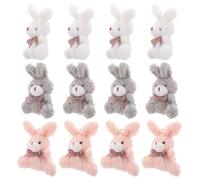 SMASOLO 12Pcs Fluffy Stuffed Bunny Rabbit Keychains Plush Cartoon Rabbit Pendant Bag Charms Random Color for Party Favors and Decorations Random Color