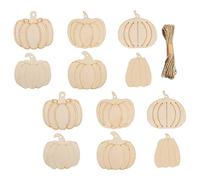 SMASOLO 12pcs Wooden Pumpkin Door Hanging Decor Rustic Autumn Thanksgiving Wall Signs Lightweight Hollow Carved Pendants for Home Festival Decoration