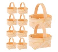 SMASOLO 14pcs Mini Woven Baskets with Handle Small Handwoven Wood Storage Organiser Lightweight Portable Miniature Baskets for Party Favors Candy Crafts Wedding Decor