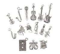 SMASOLO 15pcs DIY Musical Instrument Pendants for Jewelry Making Mixed Style Decorative Charms Unique Creative Craft Supplies for Necklaces and Bracelets Delicate Music Theme Accessories