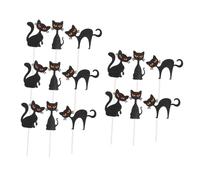 SMASOLO 15pcs Halloween Cake Toppers Black Cat Dessert Picks Party Decorations for Cupcakes and Cakes Festive Halloween Theme for Birthday and Holiday Celebration