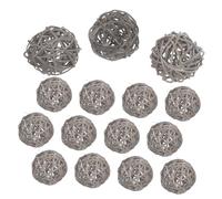 SMASOLO 15pcs Light Grey Wicker Rattan Balls DIY Hanging Vine Decorations for Home Kindergarten Hotel Bar Wall Window Ornaments Craft