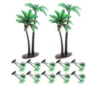SMASOLO 15pcs Miniature Artificial Coconut Palm Trees Base, 10cm Simulated Plastic Palm Models for Indoor Craft Decoration and Summer Tabletop Landscaping