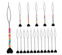 SMASOLO 18 Pcs Heart-shaped Ponytail Maker and Hair Beaders Set with 6 Beaded and 12 Non-beaded Pull-through Tools for Girls and Women Hair Braiding and Styling Accessories
