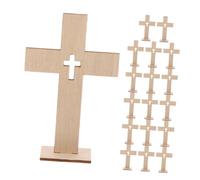 SMASOLO 18pcs Unfinished Wooden Cross Ornaments for Tabletop Decorative Religious Crafts Small Standing Crosses for Easter Baptism Church Spiritual Celebrations and Christian Home Decor