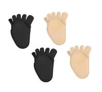 SMASOLO 2 Pairs Breathable Anti-wear Five Finger Half Palm Socks for Women Non-Skid Forefoot Cushions Invisible Supple Toe Socks for High Heels and Flats in Black and Skin Tone