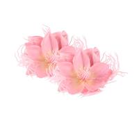SMASOLO 2 Pcs Handmade Hawaiian Flower Hair Clips Tropical Dragon Beard Side Barrettes Soft Light Pink Artificial Floral Accessories for Women Beach Vacation and Wedding Parties