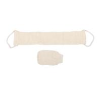 SMASOLO 2 Pcs Natural Sisal Loofah Exfoliating Body Scrubber Set with Gloves and Long Back Strip for Flexible Bath Use Beige for Men and Women Portable Back Cleaner for Home Gym and Travel