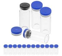 SMASOLO 20Pcs 10Ml Glass Vial Bottles with Caps, Flat Bottom Science Bottles for Essential Oils and Freeze-Dried Powder Storage, Laboratory Sample Containers
