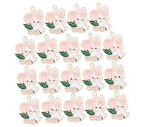 SMASOLO 20pcs Alloy Rose Rabbit Charms for DIY Jewelry Keychain Accessories Cute Bunny Pendant Kit for Boys and Girls Crafts Decorative Keyring Supplies