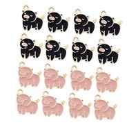 SMASOLO 20pcs Zinc Alloy Pig Charms for DIY Jewelry Making Cute Piggy Pendants for Bracelets Necklaces Earrings Craft Accessories in Black and Korean Pink Bulk