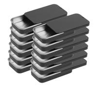 SMASOLO 24Pcs Small Sliding Cover Iron Boxes Matte Black Portable Balm Candy Storage Containers with Push-pull Lid for Craft Jewelry and Pill Organization