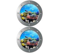 SMASOLO 2Pcs 3D Sea Life Wall Stickers Marine Animals Pattern PVC Window Decals for ’ Bedroom Living Room Home Ocean Underwater World Decor