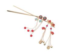 SMASOLO 2pcs Antique Hairpin Chinese Hair Stick Flower Hair Chopstick Asian Accessories Chinese Flower Style Jewelry Retro Stick Tassel Metal Plastic Red