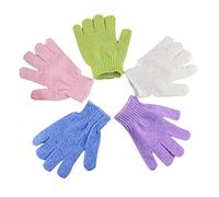 SMASOLO 2pcs Blue Nylon Shower Gloves Body Scrub Exfoliator for Men Women Stretchy Bath Exfoliating Mitts with Hanging Lanyard Machine Washable and Quick Drying
