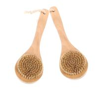 SMASOLO 2pcs Boar Bristle Bath Brush with Ergonomic Handle for Gentle Exfoliation and Massage Body Scrubber for Wet Dry Brushing Unclogs Pores and Improves Skin Health Sustainable Bath