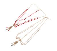 SMASOLO 2pcs Boho Rhinestone Pearl Head Chains Bridal Hair Jewelry Lightweight Tassel Headdresses for Weddings Festivals Prom Party Elegant Gothic Fusion Accessories