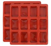 SMASOLO 2Pcs Brick Red Silicone Mini Loaf Pan Set, 12-Cavity Rounded Rectangle Non-Stick Bread Baking Mold for Chocolate, Cake, Soap Making, and Finger Biscuit DIY in Home Kitchen
