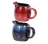 SMASOLO 2pcs Ceramic Milk Pitcher for Coffee Shops and Restaurants Mini Creamer Jug with Handle and Precision Spout for Milk Cream Sauce Syrup and Hot Butter Serving
