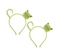 SMASOLO 2pcs Cute Cartoon Frog Headband Handmade Crochet Hair Accessory Big Eyes for Women for Makeup Skincare and Cosplay Events