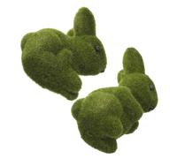 SMASOLO 2pcs Easter Bunny Figurines Faux Fur Rabbit Ornament for Home Garden Porch Indoor Tabletop Decoration with Lifelike Sitting Pose