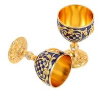 SMASOLO 2pcs Embossed European Chalice Goblet Gold Decorative Goblet Vintage Viking Style Metal Shot for Ceremonial Use and Halloween Party