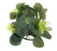 SMASOLO 2pcs Eucalyptus Leaf Candle Rings Wreaths Artificial Foliage Decorative Candle Decorations for Home Party Wedding Indoor Use Safe and Reusable