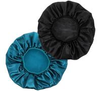 SMASOLO 2pcs Extra Large Satin Sleep Bonnet for Women Solid Color Elastic Wide-brim Sleeping Cap Comfortable Anti-frizz Hair Protection for All Head Soft Slip-resistant Night Hair Wrap