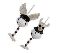 SMASOLO 2pcs Halloween Skull Wind Chimes Durable Outdoor Skeleton Wind Bells Unique European Design Spooky Hanging Decorations for Haunted House Party