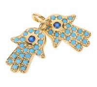 SMASOLO 2PCS Hamsa Hand Evil Eye Charms Gold Plated Brass with Cubic Zirconia for Jewelry Making DIY Bracelets Earrings Keychains Spiritual Protection Craft