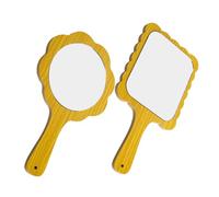 SMASOLO 2pcs Handheld Wooden Makeup Mirrors Small Portable Cosmetic Mirror for Men and Women Clear Reflective Surface Lightweight Travel Vanity Tool