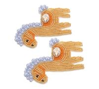 SMASOLO 2pcs Horse Sew on Patches with Handcrafted Bead Embroidery, Plastic and Non-Woven Fabric Material, Cartoon Animal Appliques for DIY Decorations on Backpacks and Hats