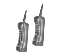 SMASOLO 2pcs Inflatable Retro Cell Phone Toy Prop Silver Large Blow up Mobile Phone Ornament for Kids Party Decoration Music Themed Event
