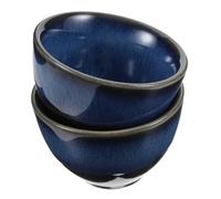 SMASOLO 2pcs Japanese Style Ceramic Sake Cups Smooth Blue Glazed Wine and Tea Cups for Izakaya and Home Use with Delicate Craftsmanship