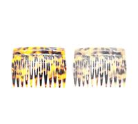 SMASOLO 2pcs Leopard Print Acetate French Hair Side Combs, 12 Teeth Strong Hold Hair Clips for Women, Vintage Style Bangs Comb Set in Dark and Light Tortoiseshell for Daily Styling