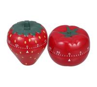 SMASOLO 2pcs Mechanical Kitchen Timer Wind Up Countdown for Cooking Baking Tea Brewing Management with Cute Strawberry and Persimmon Design