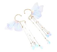 SMASOLO 2pcs Mermaid Dangle Drop Earrings Lightweight Non Piercing Fairy Wings Ear Cuff for Mermaid Cosplay Accessories Durable Vibrant Colors for Themed Events