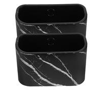 SMASOLO 2pcs Mini Desktop Trash Can Portable Open-top Tabletop Waste Bin for Office Kitchen Bedroom Space-saving Small Garbage Basket with Chic Black Marble Design