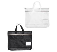 SMASOLO 2pcs Portable Poster File Bag Handle Mesh Art Portfolio Bag for Painting Teaching Material Large Capacity Zipper Organizer Pouch for School Supplies