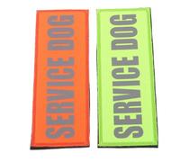 SMASOLO 2Pcs Reflective Service Dog Patches for Harness and Vest Orange Service D+ Removable Identification Tags for Working Training and Outdoor Safety