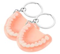 SMASOLO 2pcs Resin Horror 3d Tooth Keychain Set, Spooky Halloween Party Favors for Adults, Denture Handbag Ornament in Flesh Color, Creative Novelty Key Rings for Event Supplies